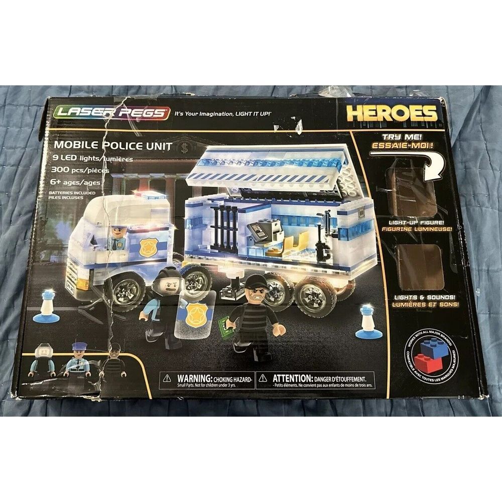 Laser Pegs Heroes Mobile Police Unit 300 pcs 9 LED Lights 18602